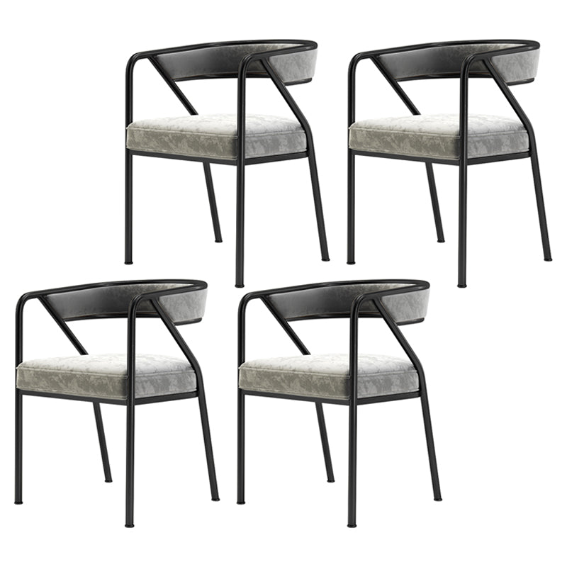 Modern Velvet Dining Chair 30''H Open Back Dining Side Chair with Metal Base for Restaurant Grey 4 Piece Set Black Clearhalo ' kitchen&dining_furn' 'Dining Chairs' 'Dining Tables & Seating' 'dining_chair' 'furn' 'furn_dining_chair' 'Furniture' 'furniture_dining_chair' 'Kitchen & Dining Furniture' 'kitchen' 3836281