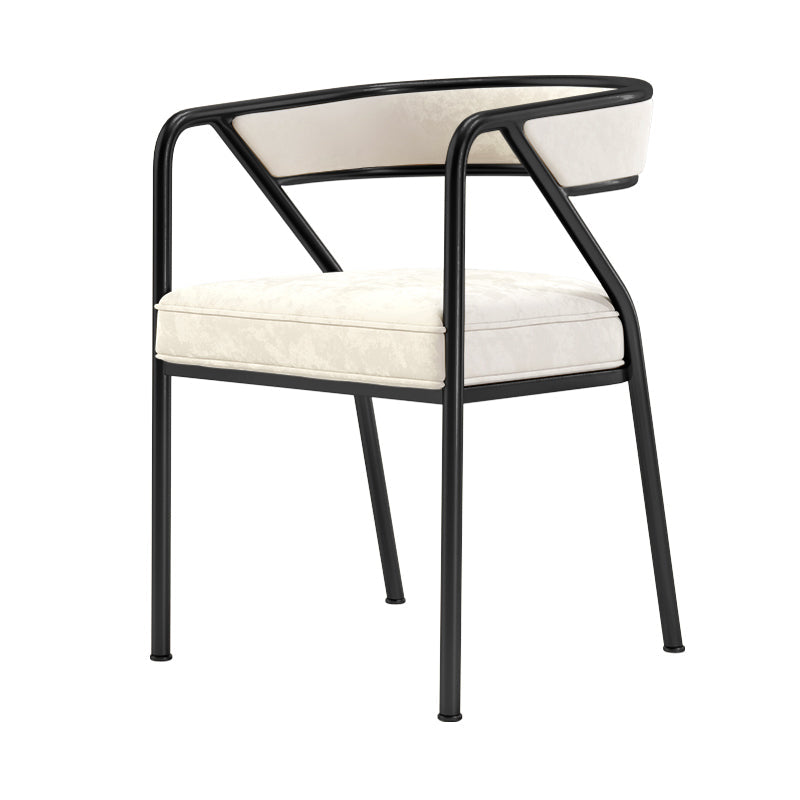 Modern Velvet Dining Chair 30''H Open Back Dining Side Chair with Metal Base for Restaurant Off-White 1 Piece Black Clearhalo ' kitchen&dining_furn' 'Dining Chairs' 'Dining Tables & Seating' 'dining_chair' 'furn' 'furn_dining_chair' 'Furniture' 'furniture_dining_chair' 'Kitchen & Dining Furniture' 'kitchen' 3836282