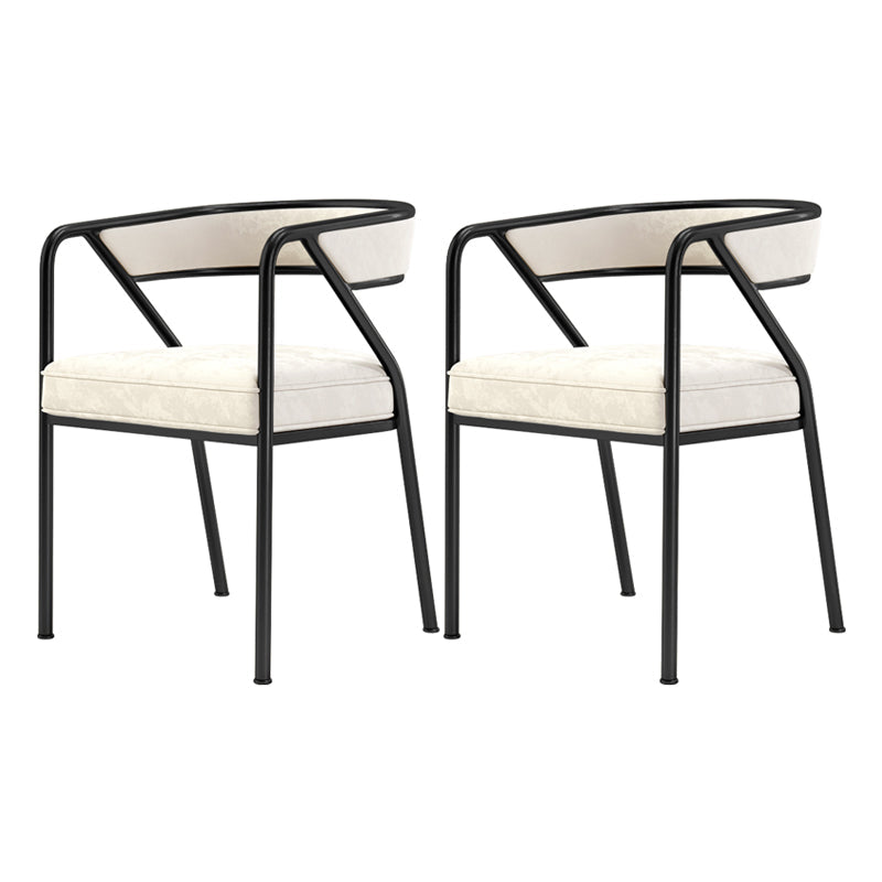 Modern Velvet Dining Chair 30''H Open Back Dining Side Chair with Metal Base for Restaurant Off-White 2 Piece Set Black Clearhalo ' kitchen&dining_furn' 'Dining Chairs' 'Dining Tables & Seating' 'dining_chair' 'furn' 'furn_dining_chair' 'Furniture' 'furniture_dining_chair' 'Kitchen & Dining Furniture' 'kitchen' 3836283