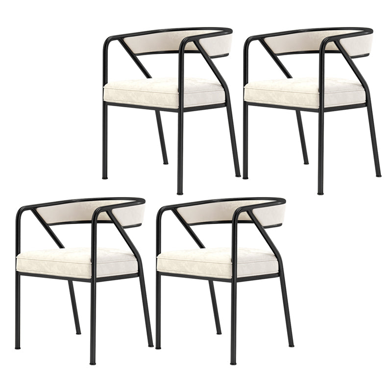 Modern Velvet Dining Chair 30''H Open Back Dining Side Chair with Metal Base for Restaurant Off-White 4 Piece Set Black Clearhalo ' kitchen&dining_furn' 'Dining Chairs' 'Dining Tables & Seating' 'dining_chair' 'furn' 'furn_dining_chair' 'Furniture' 'furniture_dining_chair' 'Kitchen & Dining Furniture' 'kitchen' 3836284