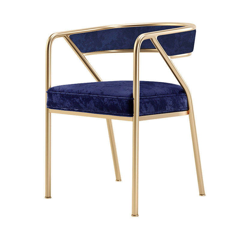 Modern Velvet Dining Chair 30''H Open Back Dining Side Chair with Metal Base for Restaurant Blue 1 Piece Brass Gold Clearhalo ' kitchen&dining_furn' 'Dining Chairs' 'Dining Tables & Seating' 'dining_chair' 'furn' 'furn_dining_chair' 'Furniture' 'furniture_dining_chair' 'Kitchen & Dining Furniture' 'kitchen' 3836285