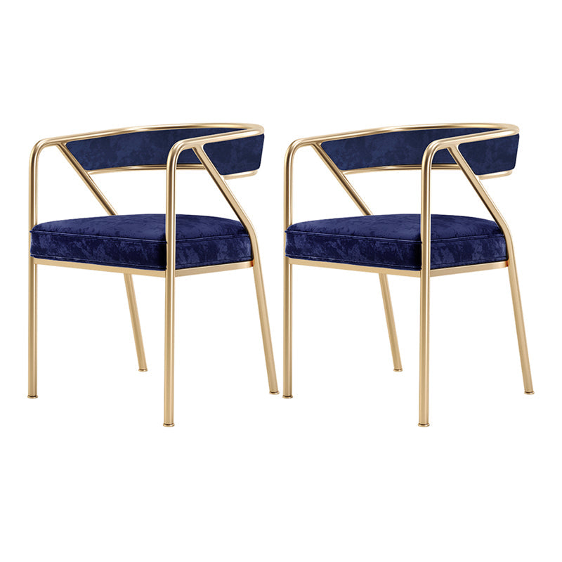 Modern Velvet Dining Chair 30''H Open Back Dining Side Chair with Metal Base for Restaurant Blue 2 Piece Set Brass Gold Clearhalo ' kitchen&dining_furn' 'Dining Chairs' 'Dining Tables & Seating' 'dining_chair' 'furn' 'furn_dining_chair' 'Furniture' 'furniture_dining_chair' 'Kitchen & Dining Furniture' 'kitchen' 3836286