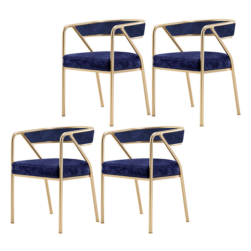 Modern Velvet Dining Chair 30''H Open Back Dining Side Chair with Metal Base for Restaurant Blue 4 Piece Set Brass Gold Clearhalo ' kitchen&dining_furn' 'Dining Chairs' 'Dining Tables & Seating' 'dining_chair' 'furn' 'furn_dining_chair' 'Furniture' 'furniture_dining_chair' 'Kitchen & Dining Furniture' 'kitchen' 3836287