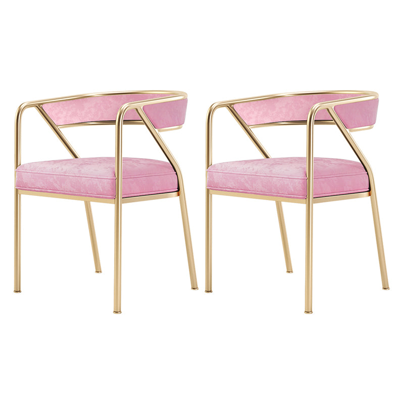 Modern Velvet Dining Chair 30''H Open Back Dining Side Chair with Metal Base for Restaurant Pink 2 Piece Set Brass Gold Clearhalo ' kitchen&dining_furn' 'Dining Chairs' 'Dining Tables & Seating' 'dining_chair' 'furn' 'furn_dining_chair' 'Furniture' 'furniture_dining_chair' 'Kitchen & Dining Furniture' 'kitchen' 3836289