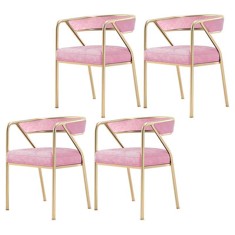 Modern Velvet Dining Chair 30''H Open Back Dining Side Chair with Metal Base for Restaurant Pink 4 Piece Set Brass Gold Clearhalo ' kitchen&dining_furn' 'Dining Chairs' 'Dining Tables & Seating' 'dining_chair' 'furn' 'furn_dining_chair' 'Furniture' 'furniture_dining_chair' 'Kitchen & Dining Furniture' 'kitchen' 3836290