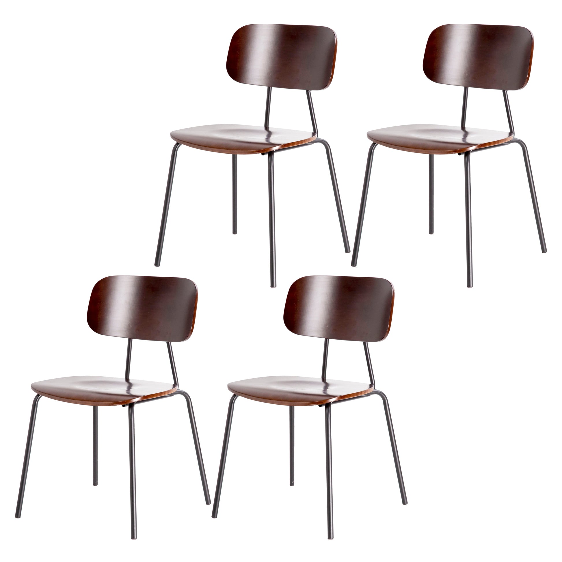 Metal Industrial Style Dining Side Chair Indoor Open Back Dining Side Chair Dark Brown 4 Piece Set Clearhalo ' kitchen&dining_furn' 'Dining Chairs' 'Dining Tables & Seating' 'dining_chair' 'furn' 'furn_dining_chair' 'Furniture' 'furniture_dining_chair' 'Kitchen & Dining Furniture' 'kitchen' 3836301