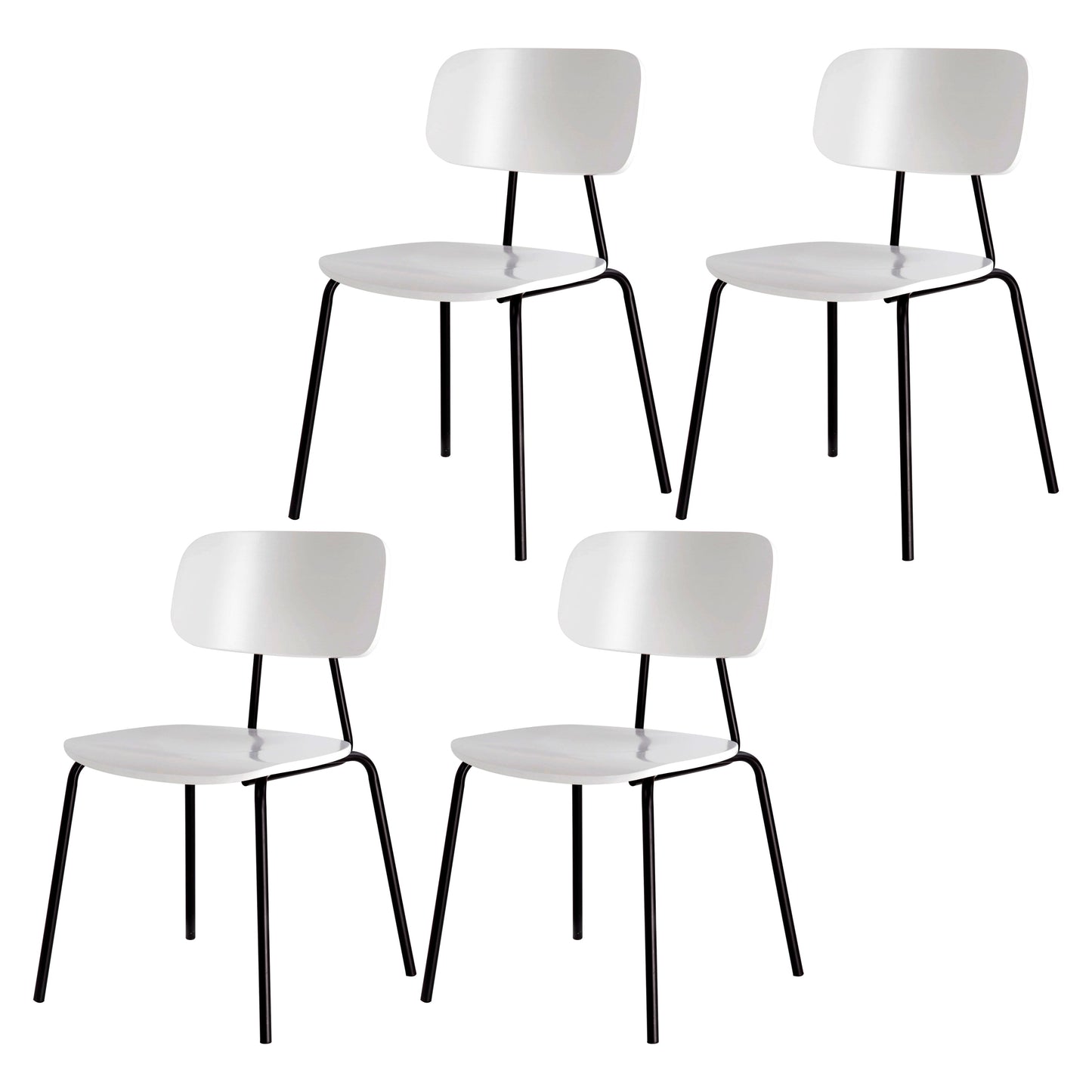 Metal Industrial Style Dining Side Chair Indoor Open Back Dining Side Chair White-Black 4 Piece Set Clearhalo ' kitchen&dining_furn' 'Dining Chairs' 'Dining Tables & Seating' 'dining_chair' 'furn' 'furn_dining_chair' 'Furniture' 'furniture_dining_chair' 'Kitchen & Dining Furniture' 'kitchen' 3836340