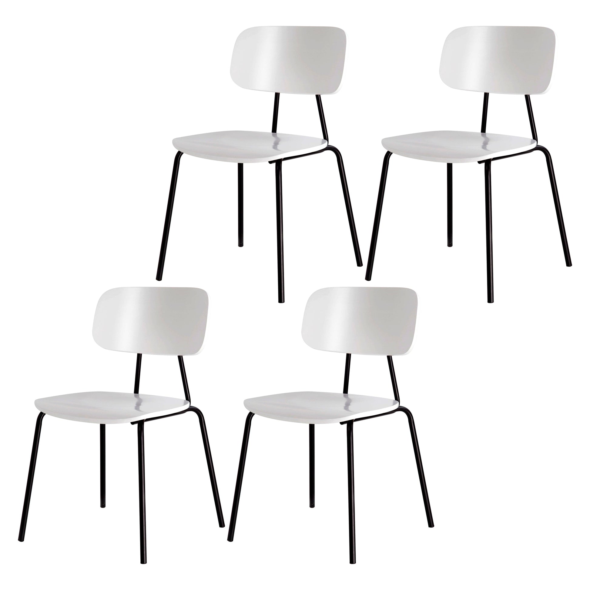 Metal Industrial Style Dining Side Chair Indoor Open Back Dining Side Chair White-Black 4 Piece Set Clearhalo ' kitchen&dining_furn' 'Dining Chairs' 'Dining Tables & Seating' 'dining_chair' 'furn' 'furn_dining_chair' 'Furniture' 'furniture_dining_chair' 'Kitchen & Dining Furniture' 'kitchen' 3836340