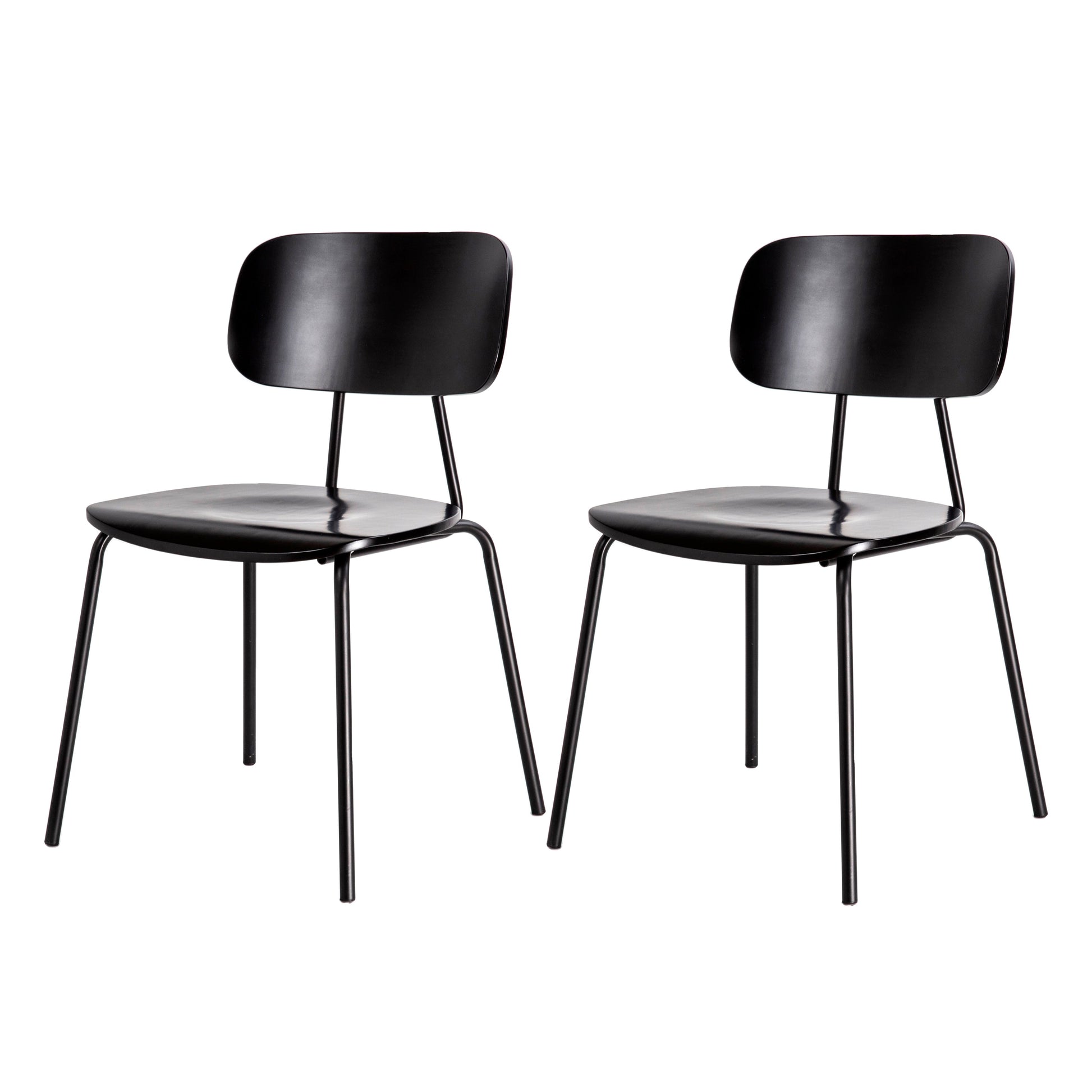 Metal Industrial Style Dining Side Chair Indoor Open Back Dining Side Chair Gloss Black 2 Piece Set Clearhalo ' kitchen&dining_furn' 'Dining Chairs' 'Dining Tables & Seating' 'dining_chair' 'furn' 'furn_dining_chair' 'Furniture' 'furniture_dining_chair' 'Kitchen & Dining Furniture' 'kitchen' 3836342