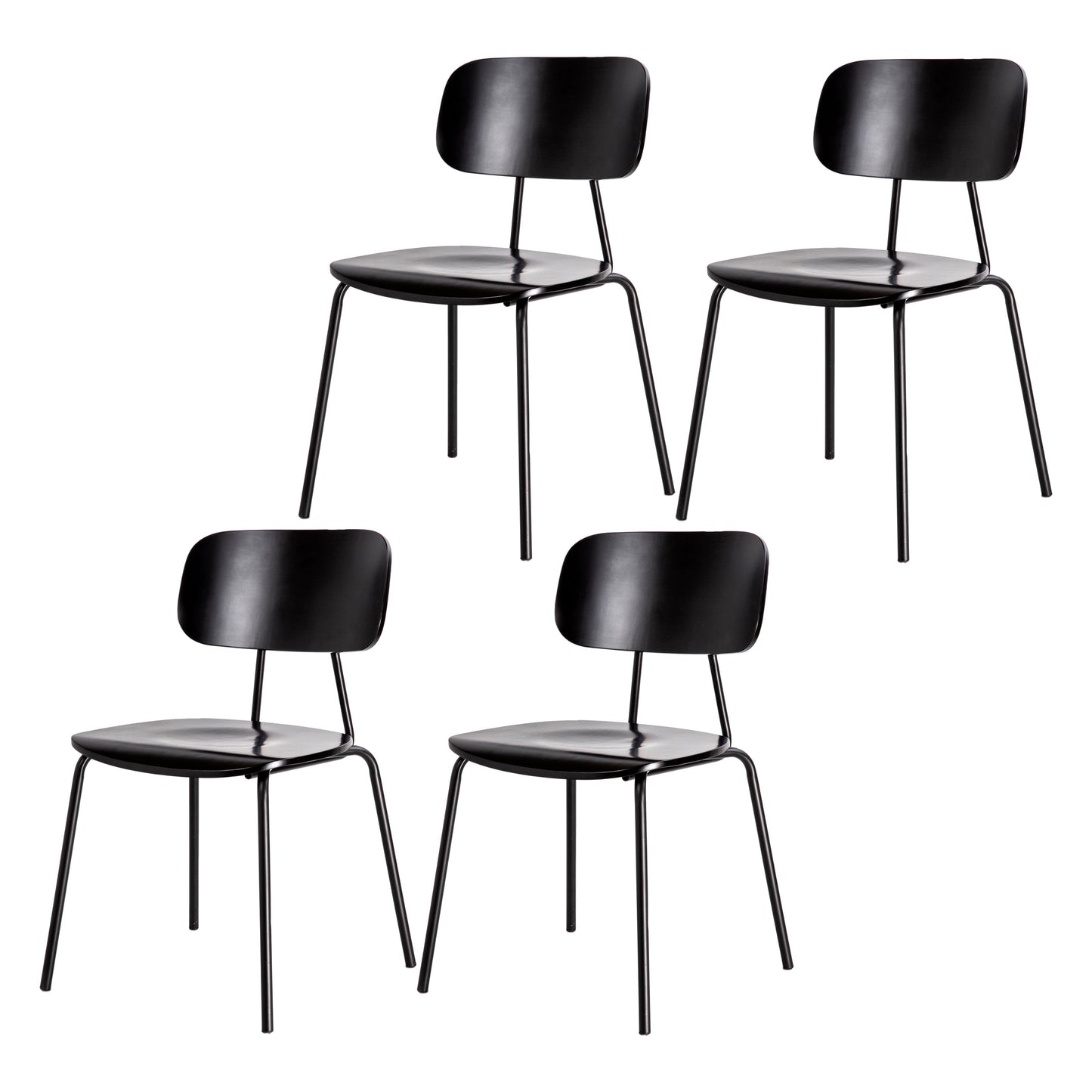 Metal Industrial Style Dining Side Chair Indoor Open Back Dining Side Chair Gloss Black 4 Piece Set Clearhalo ' kitchen&dining_furn' 'Dining Chairs' 'Dining Tables & Seating' 'dining_chair' 'furn' 'furn_dining_chair' 'Furniture' 'furniture_dining_chair' 'Kitchen & Dining Furniture' 'kitchen' 3836343