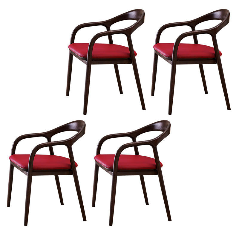 Minimalist Kitchen Opening Back Dining Arm Chair Solid Wood Dining Arm Chair Red 4 Piece Set Clearhalo ' kitchen&dining_furn' 'Dining Chairs' 'Dining Tables & Seating' 'dining_chair' 'furn' 'furn_dining_chair' 'Furniture' 'furniture_dining_chair' 'Kitchen & Dining Furniture' 'kitchen' 3836351