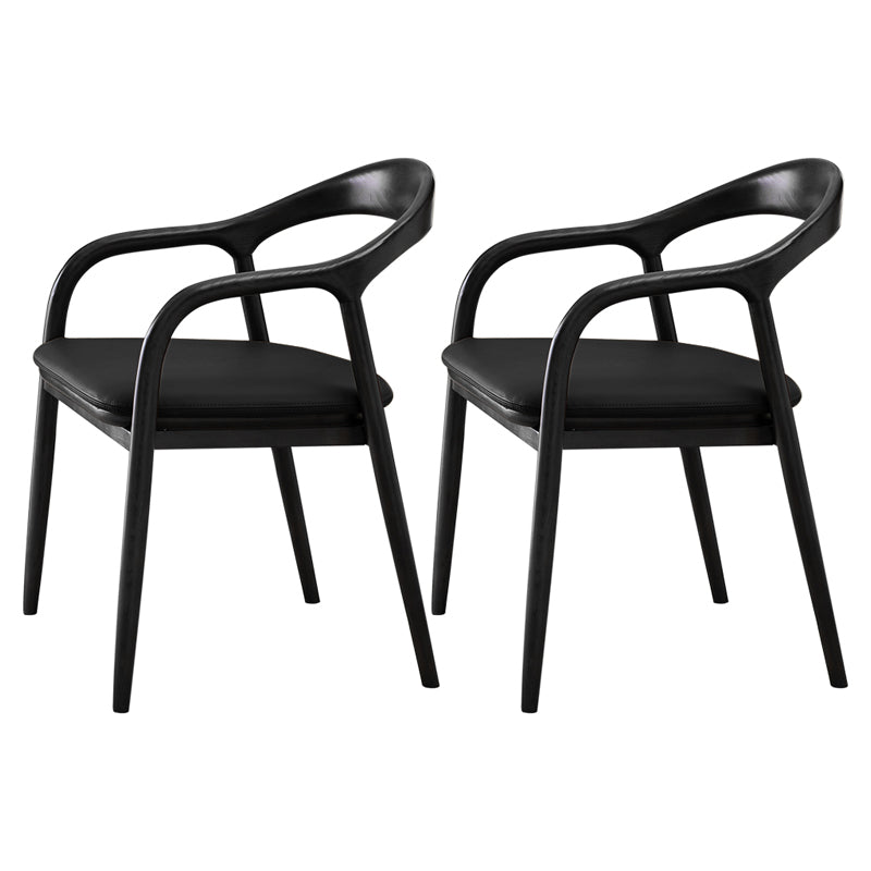 Minimalist Kitchen Opening Back Dining Arm Chair Solid Wood Dining Arm Chair Black 2 Piece Set Clearhalo ' kitchen&dining_furn' 'Dining Chairs' 'Dining Tables & Seating' 'dining_chair' 'furn' 'furn_dining_chair' 'Furniture' 'furniture_dining_chair' 'Kitchen & Dining Furniture' 'kitchen' 3836355