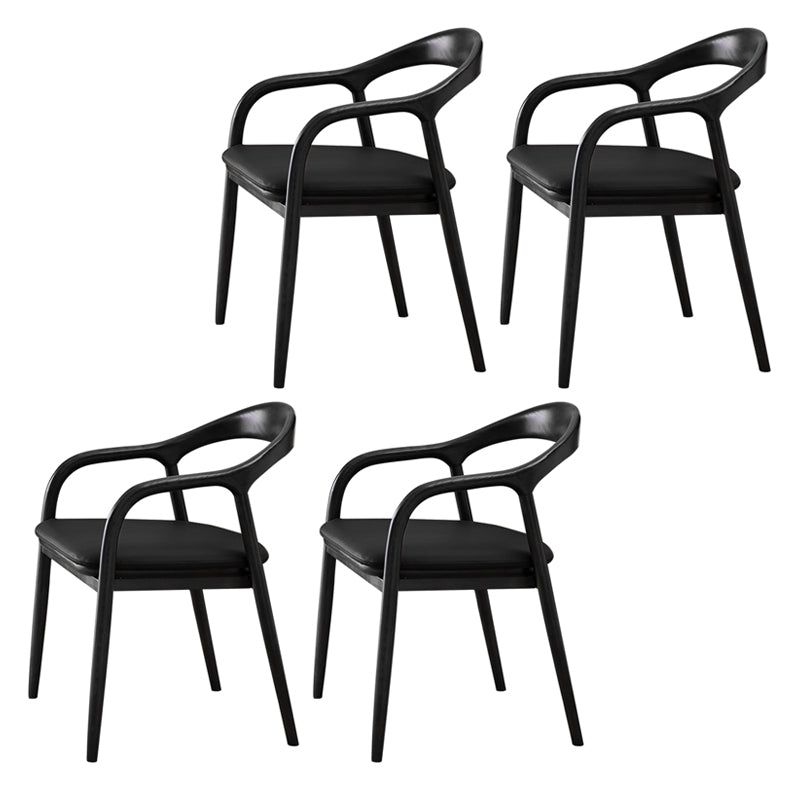 Minimalist Kitchen Opening Back Dining Arm Chair Solid Wood Dining Arm Chair Black 4 Piece Set Clearhalo ' kitchen&dining_furn' 'Dining Chairs' 'Dining Tables & Seating' 'dining_chair' 'furn' 'furn_dining_chair' 'Furniture' 'furniture_dining_chair' 'Kitchen & Dining Furniture' 'kitchen' 3836357