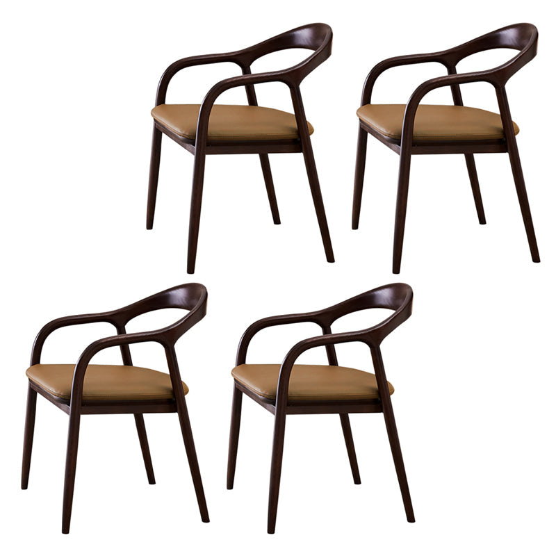 Minimalist Kitchen Opening Back Dining Arm Chair Solid Wood Dining Arm Chair Coffee 4 Piece Set Clearhalo ' kitchen&dining_furn' 'Dining Chairs' 'Dining Tables & Seating' 'dining_chair' 'furn' 'furn_dining_chair' 'Furniture' 'furniture_dining_chair' 'Kitchen & Dining Furniture' 'kitchen' 3836364