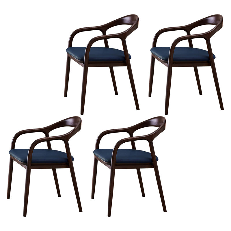 Minimalist Kitchen Opening Back Dining Arm Chair Solid Wood Dining Arm Chair Dark Blue 4 Piece Set Clearhalo ' kitchen&dining_furn' 'Dining Chairs' 'Dining Tables & Seating' 'dining_chair' 'furn' 'furn_dining_chair' 'Furniture' 'furniture_dining_chair' 'Kitchen & Dining Furniture' 'kitchen' 3836368