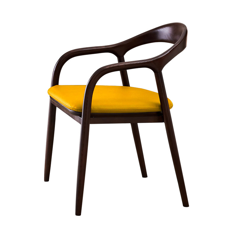 Minimalist Kitchen Opening Back Dining Arm Chair Solid Wood Dining Arm Chair Yellow 1 Piece Clearhalo ' kitchen&dining_furn' 'Dining Chairs' 'Dining Tables & Seating' 'dining_chair' 'furn' 'furn_dining_chair' 'Furniture' 'furniture_dining_chair' 'Kitchen & Dining Furniture' 'kitchen' 3836372