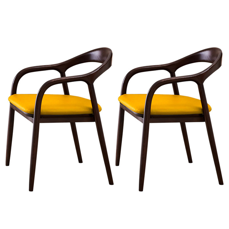 Minimalist Kitchen Opening Back Dining Arm Chair Solid Wood Dining Arm Chair Yellow 2 Piece Set Clearhalo ' kitchen&dining_furn' 'Dining Chairs' 'Dining Tables & Seating' 'dining_chair' 'furn' 'furn_dining_chair' 'Furniture' 'furniture_dining_chair' 'Kitchen & Dining Furniture' 'kitchen' 3836373
