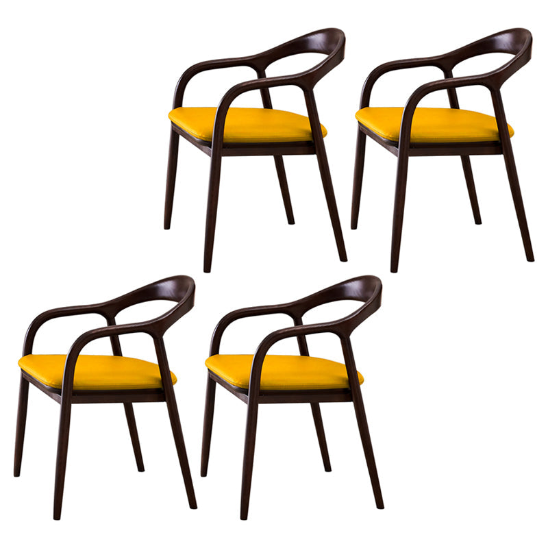 Minimalist Kitchen Opening Back Dining Arm Chair Solid Wood Dining Arm Chair Yellow 4 Piece Set Clearhalo ' kitchen&dining_furn' 'Dining Chairs' 'Dining Tables & Seating' 'dining_chair' 'furn' 'furn_dining_chair' 'Furniture' 'furniture_dining_chair' 'Kitchen & Dining Furniture' 'kitchen' 3836374