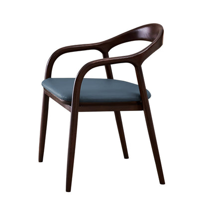 Minimalist Kitchen Opening Back Dining Arm Chair Solid Wood Dining Arm Chair Light Blue 1 Piece Clearhalo ' kitchen&dining_furn' 'Dining Chairs' 'Dining Tables & Seating' 'dining_chair' 'furn' 'furn_dining_chair' 'Furniture' 'furniture_dining_chair' 'Kitchen & Dining Furniture' 'kitchen' 3836375