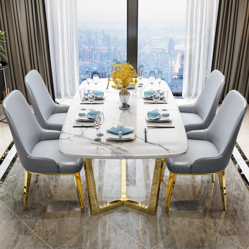 Scandinavian Dining Chairs with 4 Metal Legs Faux Leather Armless Chair for Home Clearhalo ' kitchen&dining_furn' 'Dining Chairs' 'Dining Tables & Seating' 'dining_chair' 'furn' 'furn_dining_chair' 'Furniture' 'furniture_dining_chair' 'Kitchen & Dining Furniture' 'kitchen' 3836387