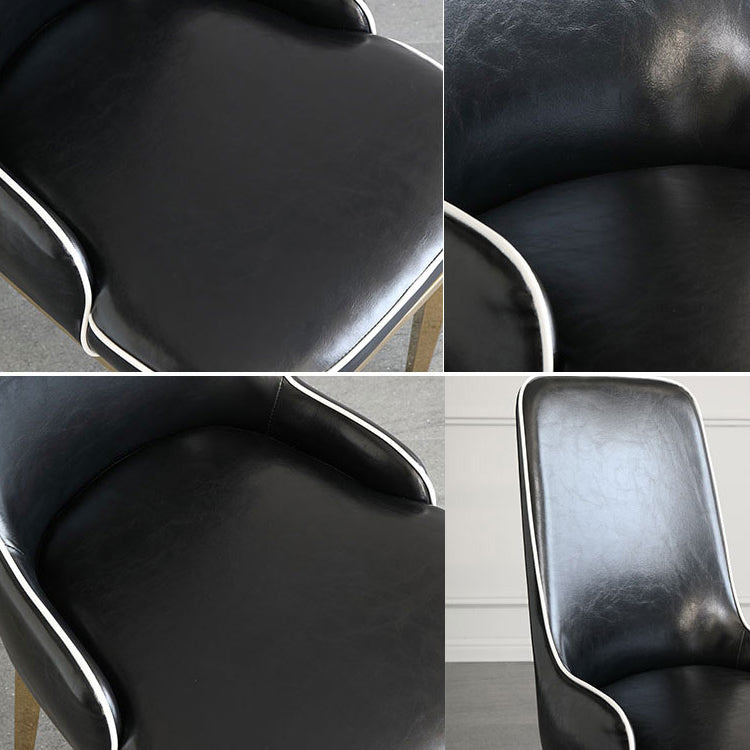 Scandinavian Dining Chairs with 4 Metal Legs Faux Leather Armless Chair for Home Clearhalo ' kitchen&dining_furn' 'Dining Chairs' 'Dining Tables & Seating' 'dining_chair' 'furn' 'furn_dining_chair' 'Furniture' 'furniture_dining_chair' 'Kitchen & Dining Furniture' 'kitchen' 3836394