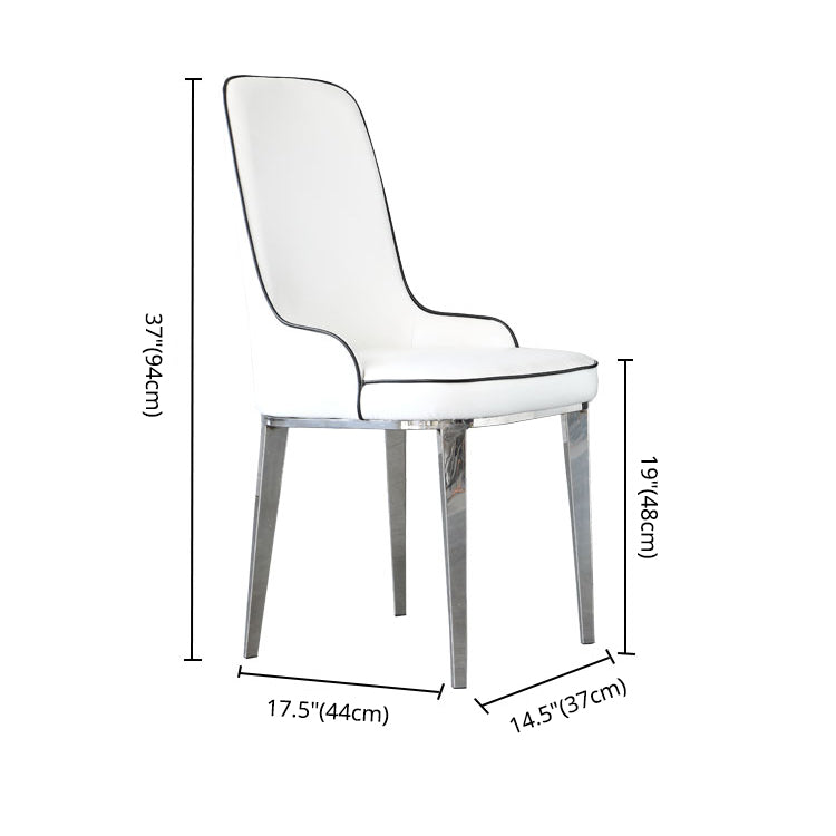 Scandinavian Dining Chairs with 4 Metal Legs Faux Leather Armless Chair for Home Clearhalo ' kitchen&dining_furn' 'Dining Chairs' 'Dining Tables & Seating' 'dining_chair' 'furn' 'furn_dining_chair' 'Furniture' 'furniture_dining_chair' 'Kitchen & Dining Furniture' 'kitchen' 3836396