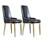 Scandinavian Dining Chairs with 4 Metal Legs Faux Leather Armless Chair for Home Black 2 Piece Set Brass Gold Clearhalo ' kitchen&dining_furn' 'Dining Chairs' 'Dining Tables & Seating' 'dining_chair' 'furn' 'furn_dining_chair' 'Furniture' 'furniture_dining_chair' 'Kitchen & Dining Furniture' 'kitchen' 3836397