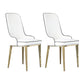 Scandinavian Dining Chairs with 4 Metal Legs Faux Leather Armless Chair for Home White 2 Piece Set Brass Gold Clearhalo ' kitchen&dining_furn' 'Dining Chairs' 'Dining Tables & Seating' 'dining_chair' 'furn' 'furn_dining_chair' 'Furniture' 'furniture_dining_chair' 'Kitchen & Dining Furniture' 'kitchen' 3836404