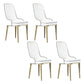Scandinavian Dining Chairs with 4 Metal Legs Faux Leather Armless Chair for Home White 4 Piece Set Brass Gold Clearhalo ' kitchen&dining_furn' 'Dining Chairs' 'Dining Tables & Seating' 'dining_chair' 'furn' 'furn_dining_chair' 'Furniture' 'furniture_dining_chair' 'Kitchen & Dining Furniture' 'kitchen' 3836405