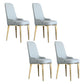 Scandinavian Dining Chairs with 4 Metal Legs Faux Leather Armless Chair for Home Grey 4 Piece Set Brass Gold Clearhalo ' kitchen&dining_furn' 'Dining Chairs' 'Dining Tables & Seating' 'dining_chair' 'furn' 'furn_dining_chair' 'Furniture' 'furniture_dining_chair' 'Kitchen & Dining Furniture' 'kitchen' 3836408