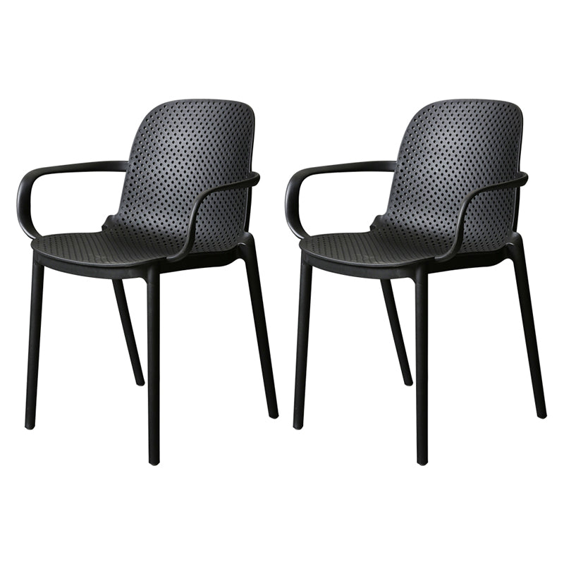 Contemporary Style Plastic Dining Armchair Multicolor Stackable Dining Chair Black 2 Piece Set Clearhalo ' kitchen&dining_furn' 'Dining Chairs' 'Dining Tables & Seating' 'dining_chair' 'furn' 'furn_dining_chair' 'Furniture' 'furniture_dining_chair' 'Kitchen & Dining Furniture' 'kitchen' 3836441