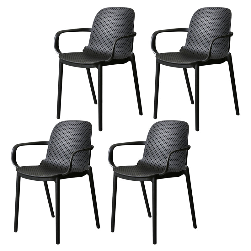 Contemporary Style Plastic Dining Armchair Multicolor Stackable Dining Chair Black 4 Piece Set Clearhalo ' kitchen&dining_furn' 'Dining Chairs' 'Dining Tables & Seating' 'dining_chair' 'furn' 'furn_dining_chair' 'Furniture' 'furniture_dining_chair' 'Kitchen & Dining Furniture' 'kitchen' 3836442