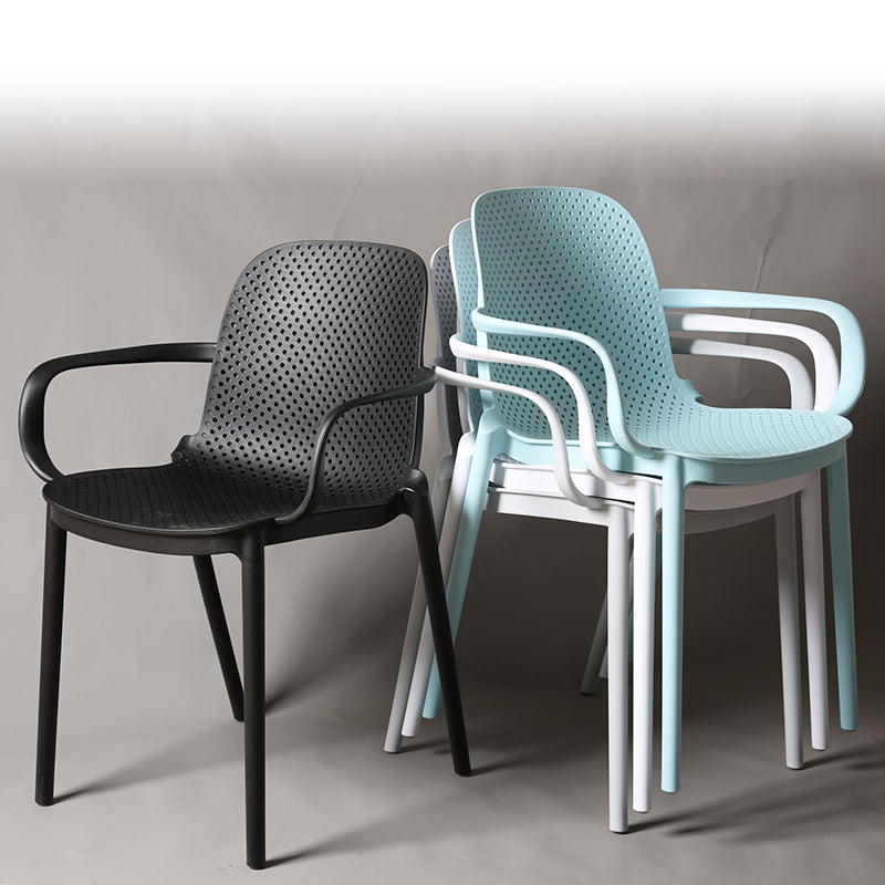 Contemporary Style Plastic Dining Armchair Multicolor Stackable Dining Chair Clearhalo ' kitchen&dining_furn' 'Dining Chairs' 'Dining Tables & Seating' 'dining_chair' 'furn' 'furn_dining_chair' 'Furniture' 'furniture_dining_chair' 'Kitchen & Dining Furniture' 'kitchen' 3836443