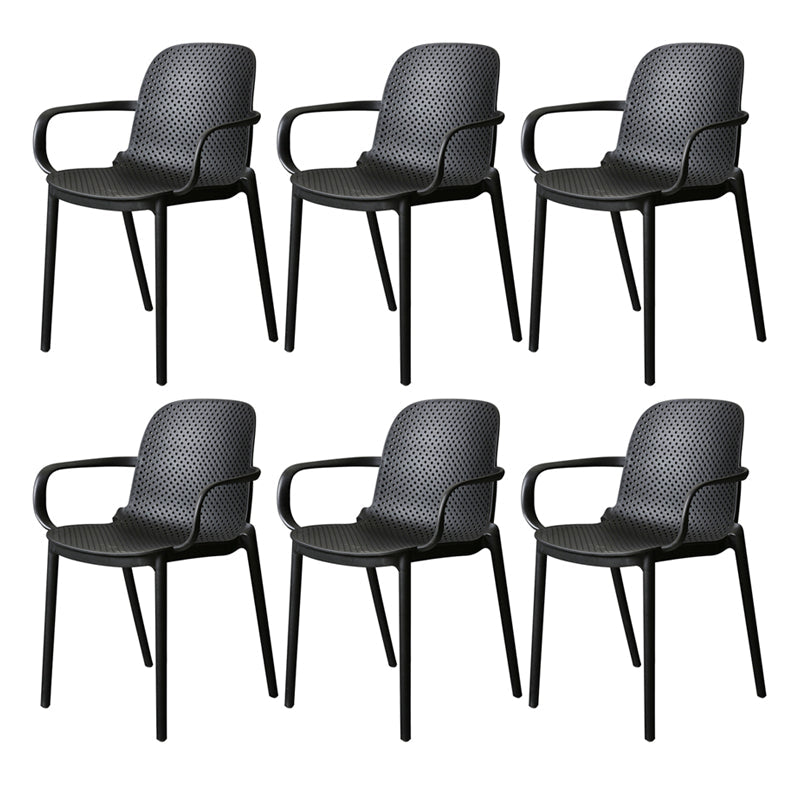 Contemporary Style Plastic Dining Armchair Multicolor Stackable Dining Chair Black 6 Piece Set Clearhalo ' kitchen&dining_furn' 'Dining Chairs' 'Dining Tables & Seating' 'dining_chair' 'furn' 'furn_dining_chair' 'Furniture' 'furniture_dining_chair' 'Kitchen & Dining Furniture' 'kitchen' 3836444