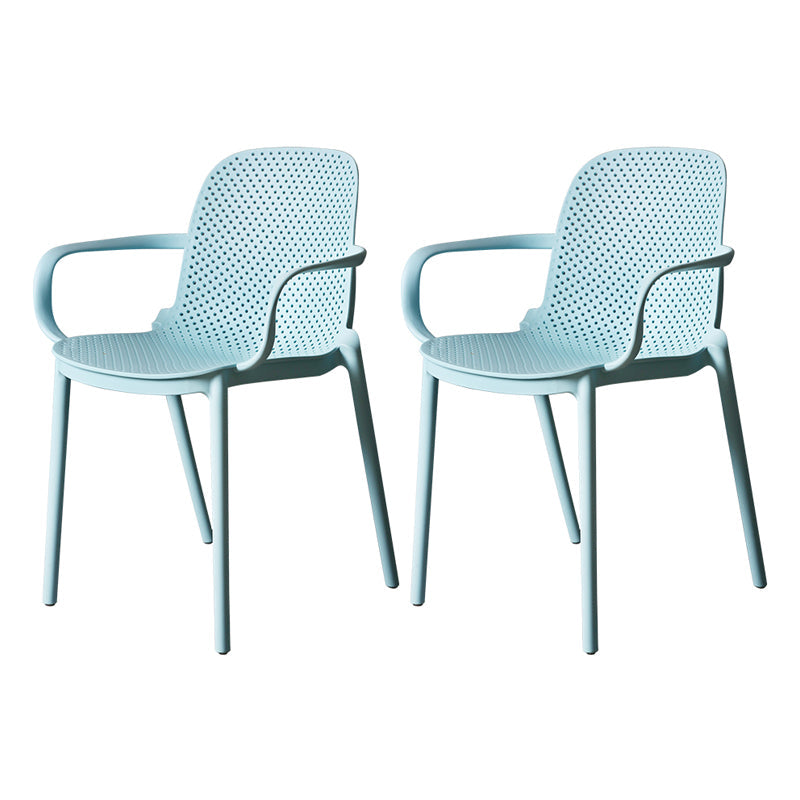 Contemporary Style Plastic Dining Armchair Multicolor Stackable Dining Chair Blue 2 Piece Set Clearhalo ' kitchen&dining_furn' 'Dining Chairs' 'Dining Tables & Seating' 'dining_chair' 'furn' 'furn_dining_chair' 'Furniture' 'furniture_dining_chair' 'Kitchen & Dining Furniture' 'kitchen' 3836446