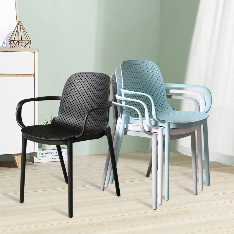 Contemporary Style Plastic Dining Armchair Multicolor Stackable Dining Chair Clearhalo ' kitchen&dining_furn' 'Dining Chairs' 'Dining Tables & Seating' 'dining_chair' 'furn' 'furn_dining_chair' 'Furniture' 'furniture_dining_chair' 'Kitchen & Dining Furniture' 'kitchen' 3836447