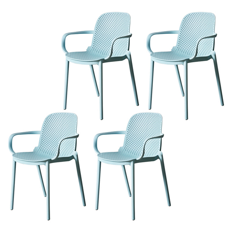 Contemporary Style Plastic Dining Armchair Multicolor Stackable Dining Chair Blue 4 Piece Set Clearhalo ' kitchen&dining_furn' 'Dining Chairs' 'Dining Tables & Seating' 'dining_chair' 'furn' 'furn_dining_chair' 'Furniture' 'furniture_dining_chair' 'Kitchen & Dining Furniture' 'kitchen' 3836448