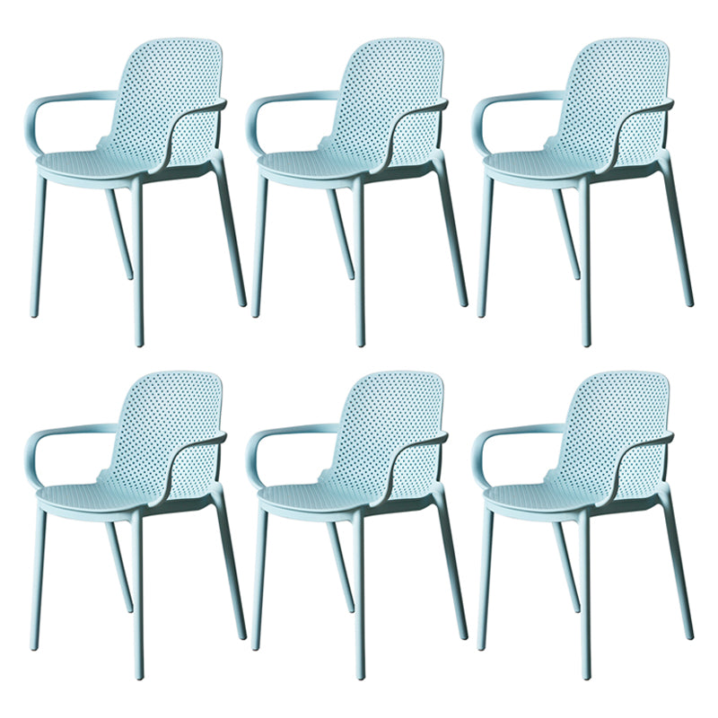 Contemporary Style Plastic Dining Armchair Multicolor Stackable Dining Chair Blue 6 Piece Set Clearhalo ' kitchen&dining_furn' 'Dining Chairs' 'Dining Tables & Seating' 'dining_chair' 'furn' 'furn_dining_chair' 'Furniture' 'furniture_dining_chair' 'Kitchen & Dining Furniture' 'kitchen' 3836451