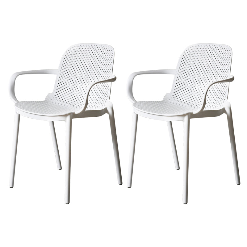 Contemporary Style Plastic Dining Armchair Multicolor Stackable Dining Chair White 2 Piece Set Clearhalo ' kitchen&dining_furn' 'Dining Chairs' 'Dining Tables & Seating' 'dining_chair' 'furn' 'furn_dining_chair' 'Furniture' 'furniture_dining_chair' 'Kitchen & Dining Furniture' 'kitchen' 3836453
