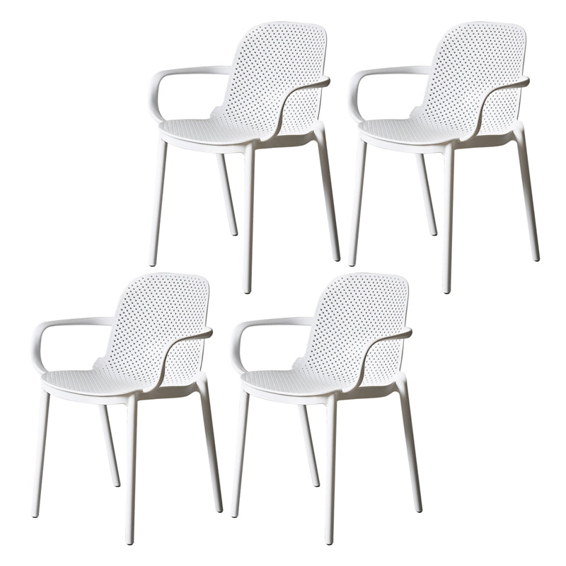 Contemporary Style Plastic Dining Armchair Multicolor Stackable Dining Chair White 4 Piece Set Clearhalo ' kitchen&dining_furn' 'Dining Chairs' 'Dining Tables & Seating' 'dining_chair' 'furn' 'furn_dining_chair' 'Furniture' 'furniture_dining_chair' 'Kitchen & Dining Furniture' 'kitchen' 3836455
