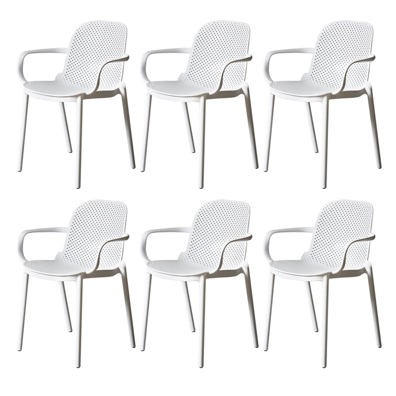 Contemporary Style Plastic Dining Armchair Multicolor Stackable Dining Chair White 6 Piece Set Clearhalo ' kitchen&dining_furn' 'Dining Chairs' 'Dining Tables & Seating' 'dining_chair' 'furn' 'furn_dining_chair' 'Furniture' 'furniture_dining_chair' 'Kitchen & Dining Furniture' 'kitchen' 3836457