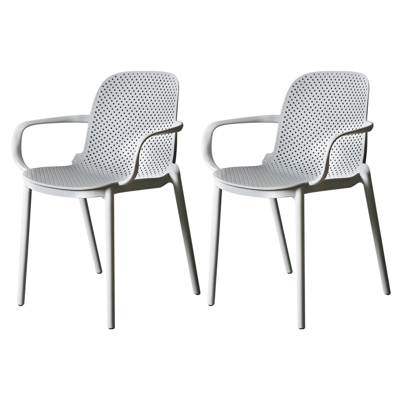 Contemporary Style Plastic Dining Armchair Multicolor Stackable Dining Chair Grey 2 Piece Set Clearhalo ' kitchen&dining_furn' 'Dining Chairs' 'Dining Tables & Seating' 'dining_chair' 'furn' 'furn_dining_chair' 'Furniture' 'furniture_dining_chair' 'Kitchen & Dining Furniture' 'kitchen' 3836459
