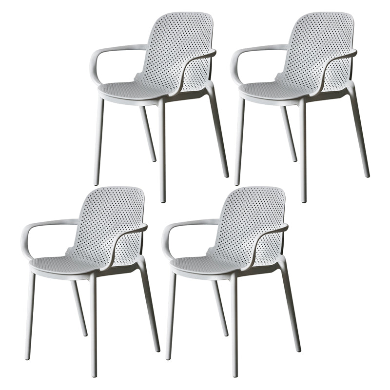 Contemporary Style Plastic Dining Armchair Multicolor Stackable Dining Chair Grey 4 Piece Set Clearhalo ' kitchen&dining_furn' 'Dining Chairs' 'Dining Tables & Seating' 'dining_chair' 'furn' 'furn_dining_chair' 'Furniture' 'furniture_dining_chair' 'Kitchen & Dining Furniture' 'kitchen' 3836460