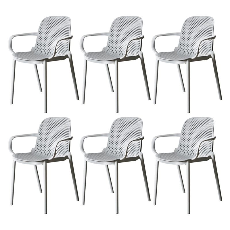 Contemporary Style Plastic Dining Armchair Multicolor Stackable Dining Chair Grey 6 Piece Set Clearhalo ' kitchen&dining_furn' 'Dining Chairs' 'Dining Tables & Seating' 'dining_chair' 'furn' 'furn_dining_chair' 'Furniture' 'furniture_dining_chair' 'Kitchen & Dining Furniture' 'kitchen' 3836461