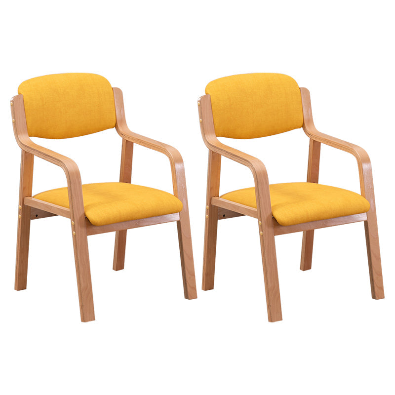 Contemporary Opening Back Kitchen Dining Arm Chair Solid Wood Dining Chair Yellow 2 Piece Set Clearhalo ' kitchen&dining_furn' 'Dining Chairs' 'Dining Tables & Seating' 'dining_chair' 'furn' 'furn_dining_chair' 'Furniture' 'furniture_dining_chair' 'Kitchen & Dining Furniture' 'kitchen' 3836469