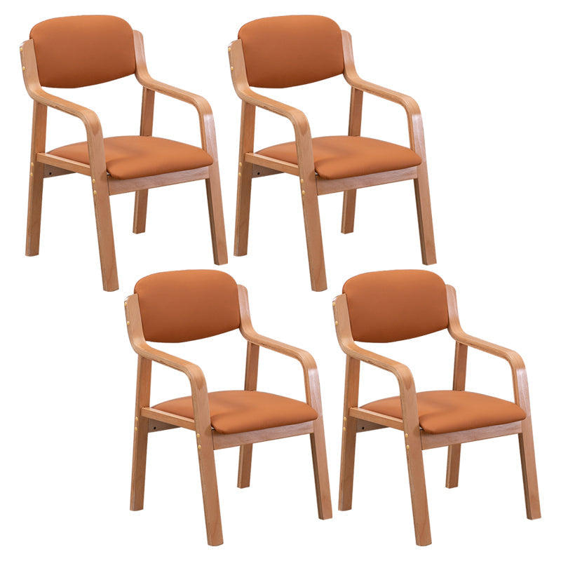 Contemporary Opening Back Kitchen Dining Arm Chair Solid Wood Dining Chair Brown 4 Piece Set Clearhalo ' kitchen&dining_furn' 'Dining Chairs' 'Dining Tables & Seating' 'dining_chair' 'furn' 'furn_dining_chair' 'Furniture' 'furniture_dining_chair' 'Kitchen & Dining Furniture' 'kitchen' 3836489