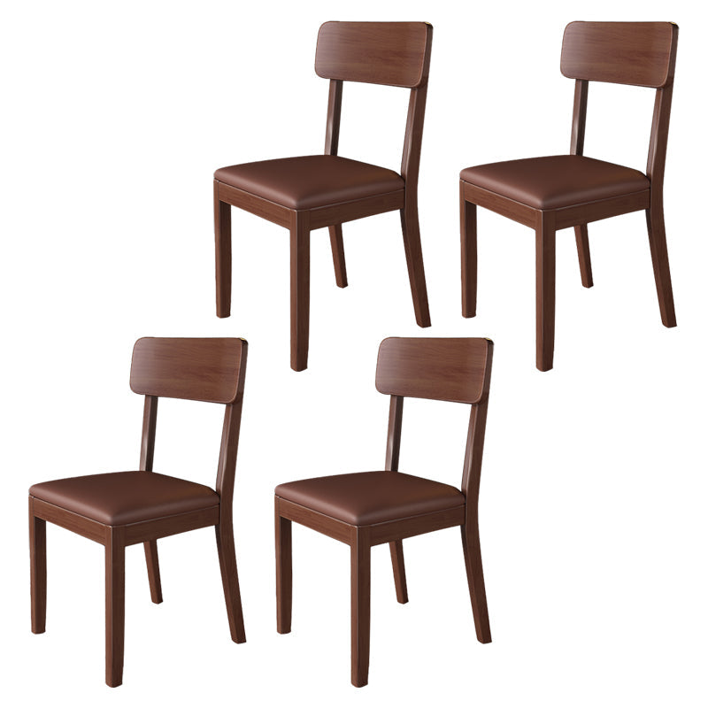 Modern Kitchen Square Dining Chair Open Back Dining Side Armless Chair Brown 4 Piece Set Walnut Clearhalo ' kitchen&dining_furn' 'Dining Chairs' 'Dining Tables & Seating' 'dining_chair' 'furn' 'furn_dining_chair' 'Furniture' 'furniture_dining_chair' 'Kitchen & Dining Furniture' 'kitchen' 3836495