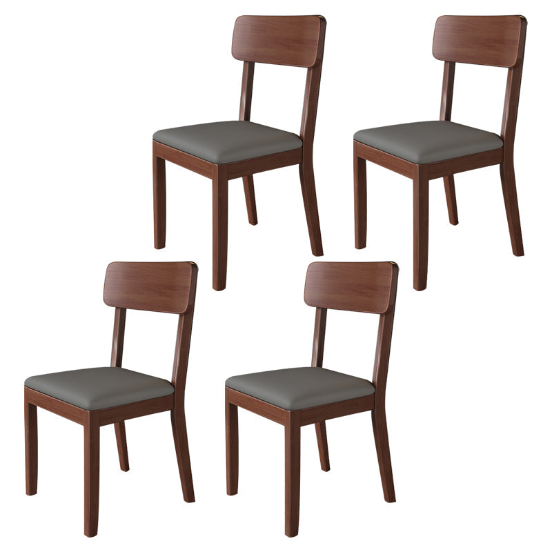 Modern Kitchen Square Dining Chair Open Back Dining Side Armless Chair Grey 4 Piece Set Walnut Clearhalo ' kitchen&dining_furn' 'Dining Chairs' 'Dining Tables & Seating' 'dining_chair' 'furn' 'furn_dining_chair' 'Furniture' 'furniture_dining_chair' 'Kitchen & Dining Furniture' 'kitchen' 3836502