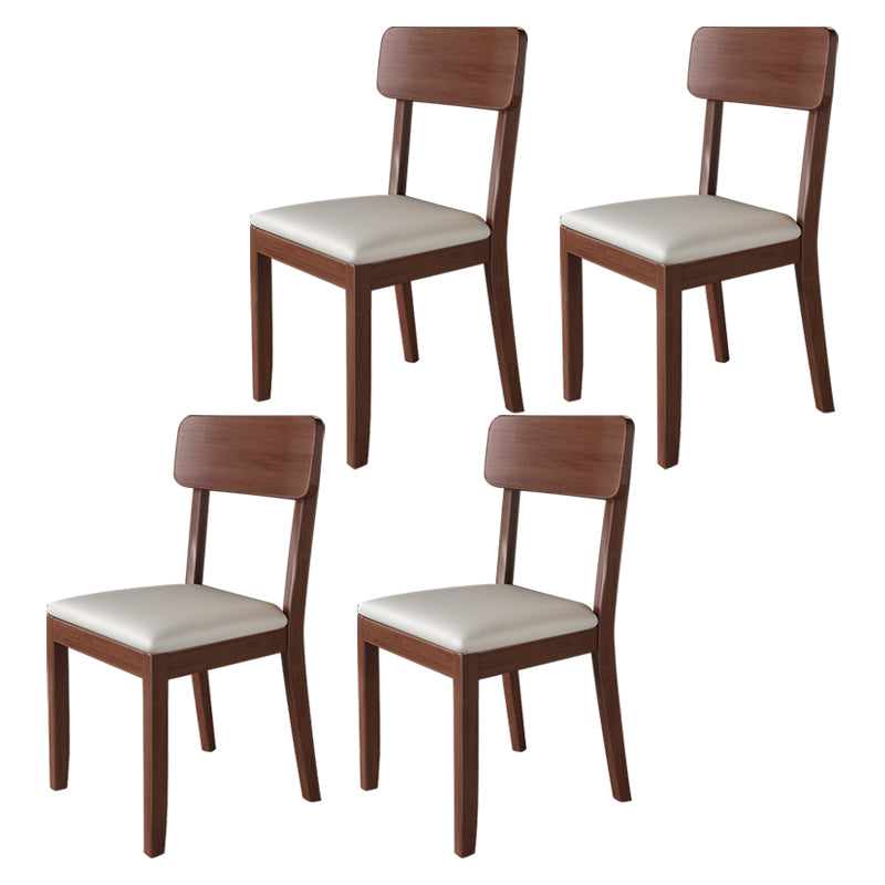 Modern Kitchen Square Dining Chair Open Back Dining Side Armless Chair White 4 Piece Set Walnut Clearhalo ' kitchen&dining_furn' 'Dining Chairs' 'Dining Tables & Seating' 'dining_chair' 'furn' 'furn_dining_chair' 'Furniture' 'furniture_dining_chair' 'Kitchen & Dining Furniture' 'kitchen' 3836508