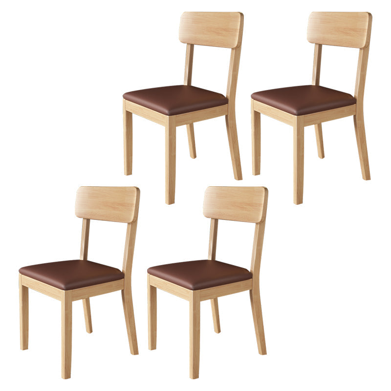 Modern Kitchen Square Dining Chair Open Back Dining Side Armless Chair Brown 4 Piece Set Natural Wood Clearhalo ' kitchen&dining_furn' 'Dining Chairs' 'Dining Tables & Seating' 'dining_chair' 'furn' 'furn_dining_chair' 'Furniture' 'furniture_dining_chair' 'Kitchen & Dining Furniture' 'kitchen' 3836519